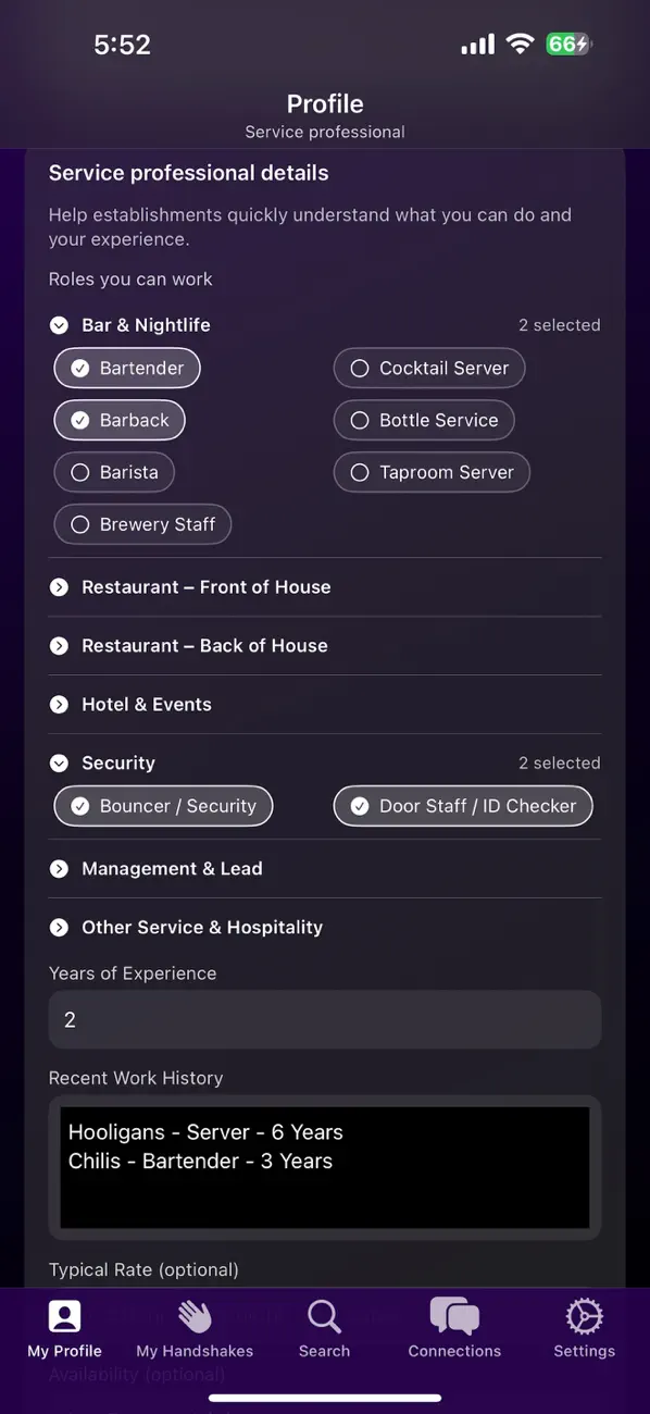 ServIndy app — connections